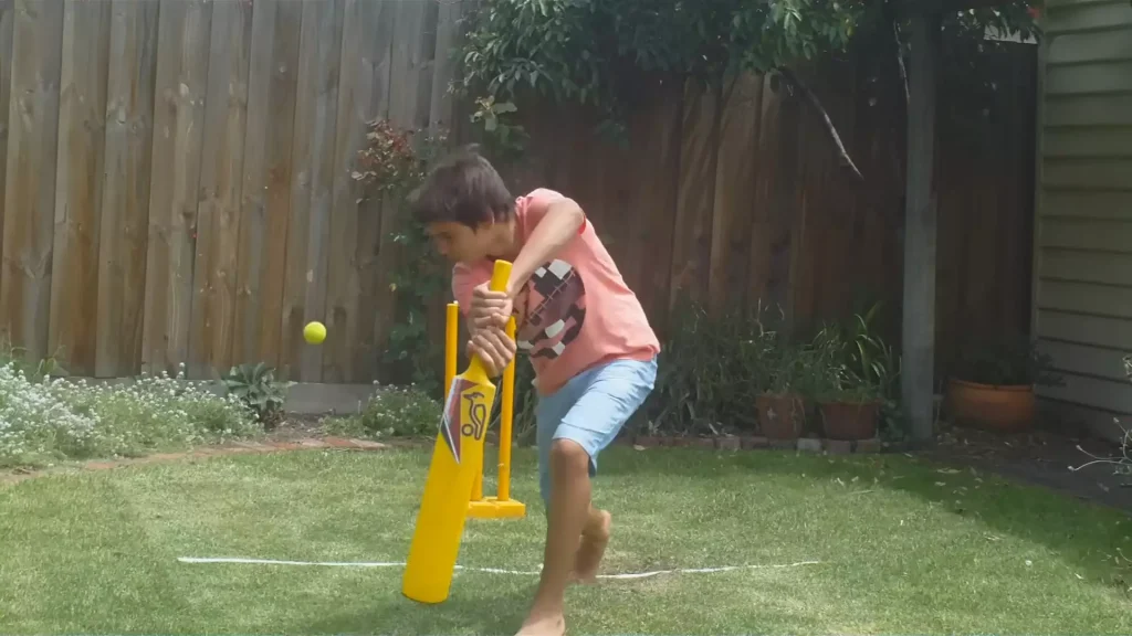 a playing cricket in garden.